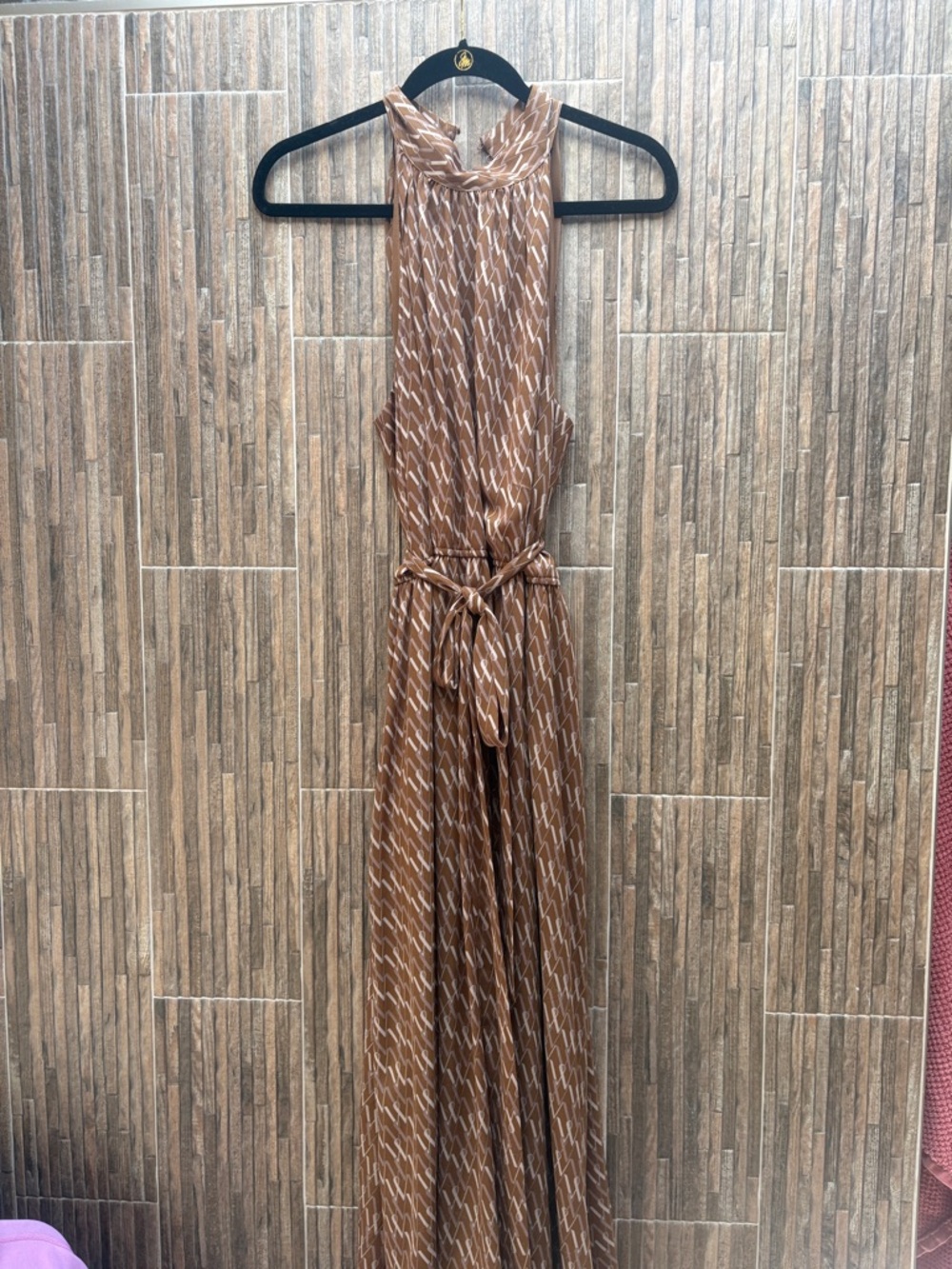Worthington Brown Patterned Halter Midi Dress
